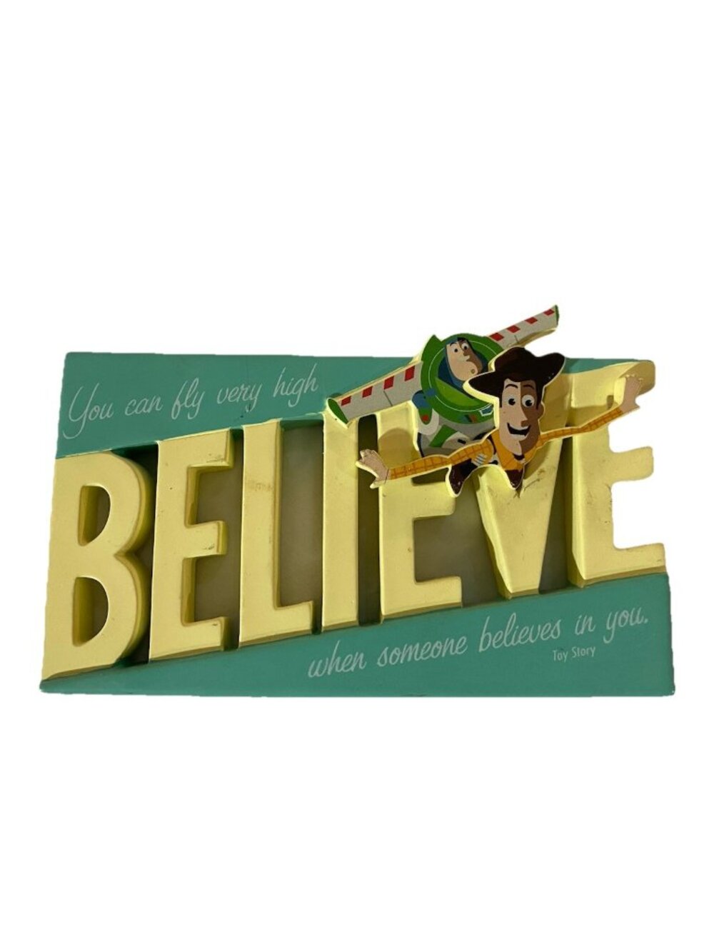 Disney Pixar Toy Story Believe Plaque With Woody & Buzz Lightyear 3 X 5 Hallmark